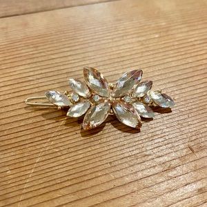 Handmade Women Rhinestone Hairpin Crystal Vintage Wooden